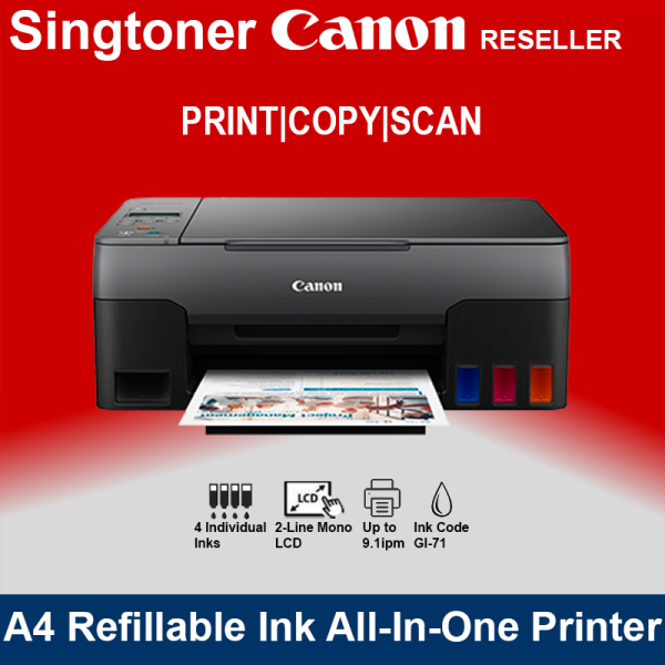 [Local Warranty] Canon PIXMA G2020 A4 Easy Refillable Ink All-In-One Colour Inkjet Printer G 2020 colour printer color inkjet printer color printer ink tank printer inktank printer