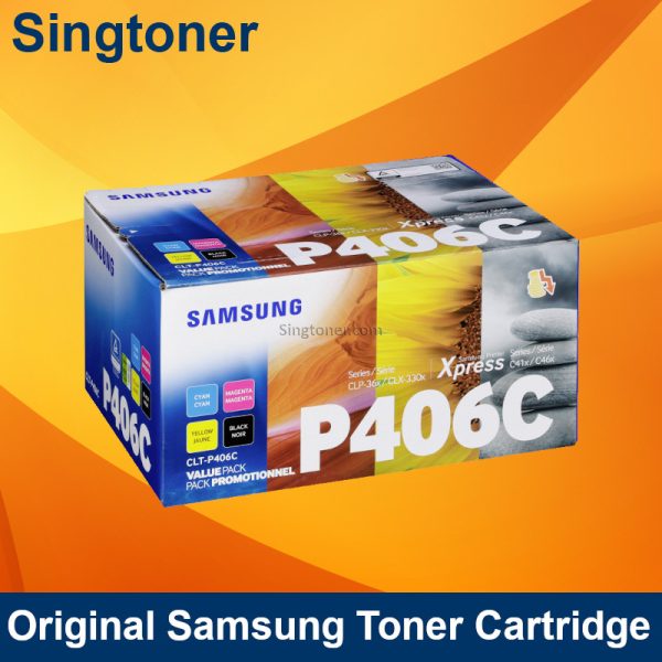 [Original] Samsung CLT P406C Combo Toner Cartridge for Samsung CLP-365W CLP365W CLP365 Xpress SL-C410W C410W C410 SL-C460FW C460FW C460 SL-C460W C460W P406C 406C K406S C406S Y406S M406S P406