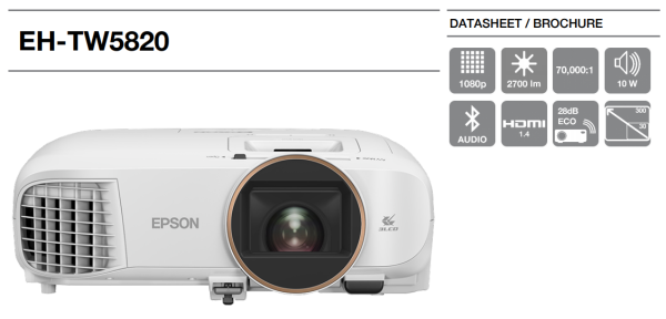 [Local Warranty] Epson home theatre EH-TW5820 Wireless 3D Full HD 1080p 3LCD Projector with built in Android TV TW5820 replacement of TW5650 EB-TW5650