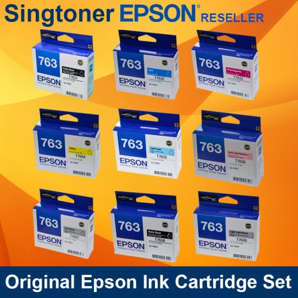 [Oringinal] Epson 763 Ink for SureColor SC-P607 Photo Printer  T763 T6731 C13T763100 T6732 C13T763200 T6733 C13T763300 T6734 C13T763400 T6735 C13T763500 T6736 C13T763600 T6737 C13T763700 T6738 C13T763800 T6739 C13T763900