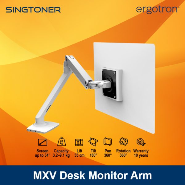 Ergotron 45-486-216 MXV Desk Monitor Arm White Monitor Mount